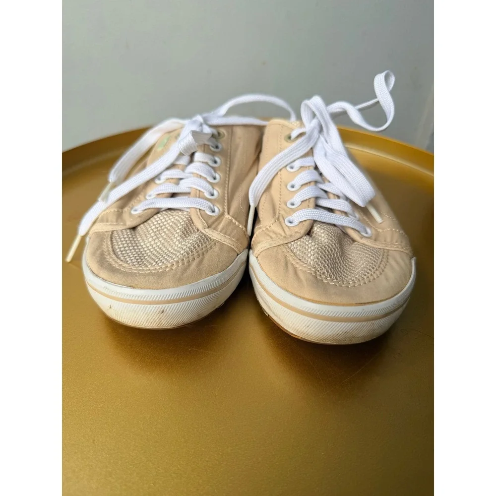 Keds Womens Tan Canvas Mesh Lace Up Mule Sneakers WF58121 Size 8.5